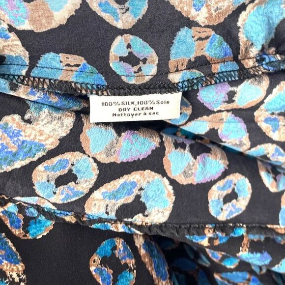 Tucker 100% Silk short sleeved dress, Women's size Large, blue black knee-length - Picture 5 of 12